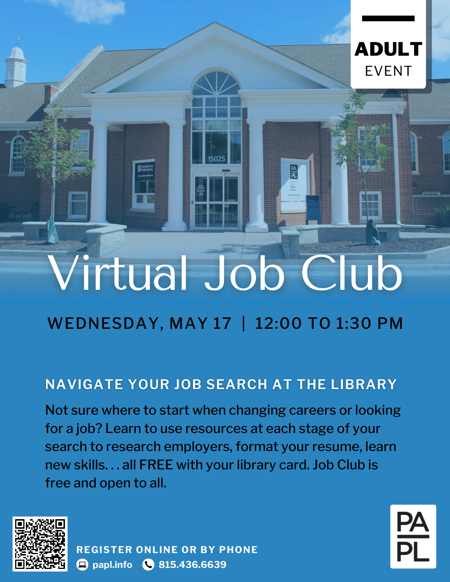 Virtual Job Club Plainfield Area Public Library